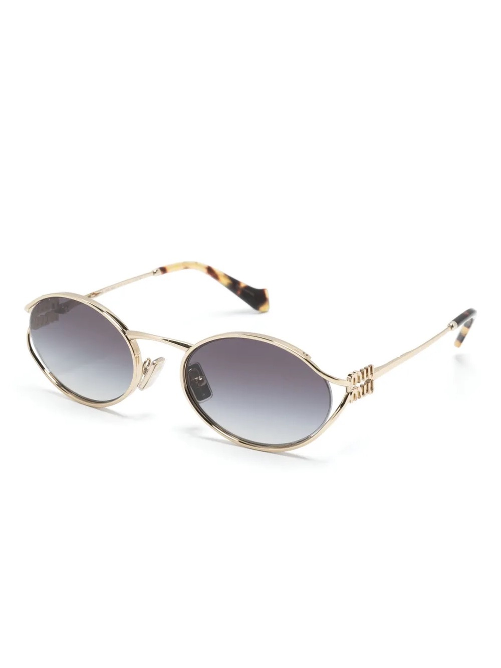 Miu Miu Gold Frame Sunglasses with Gradient Gray Lenses